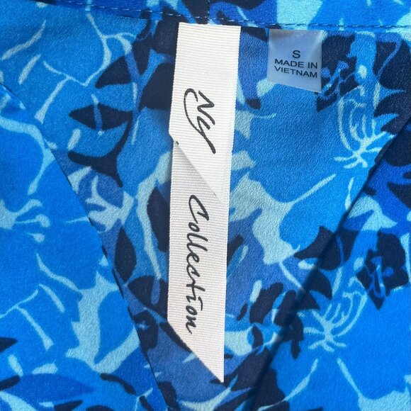 NY Collection Sleeveless Blouse Womens Small Blue Floral Zipper New - Picture 7 of 10